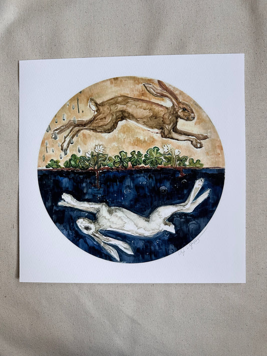 PRINT SALE! “Hares and Bloodroot” archival Giclee print